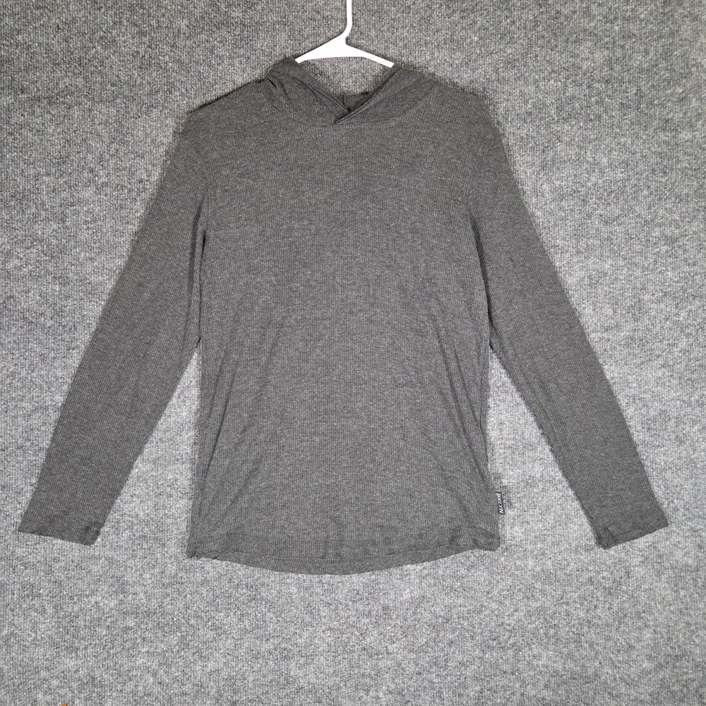 Brooklyn Cloth Mens Small Gray Waffle Knit Thermal Hoodie Long Sleeve BKLYN